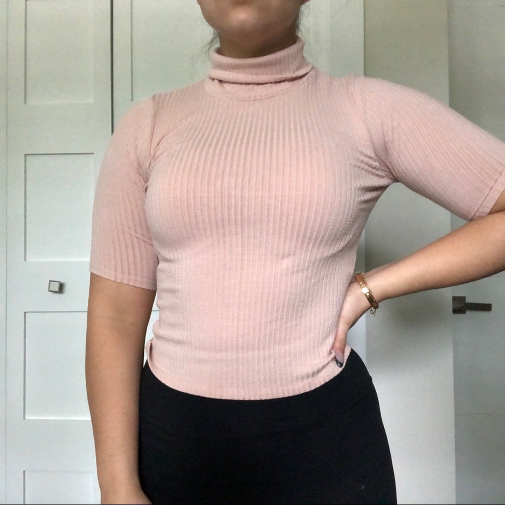 Short Sleeve Turtleneck Top